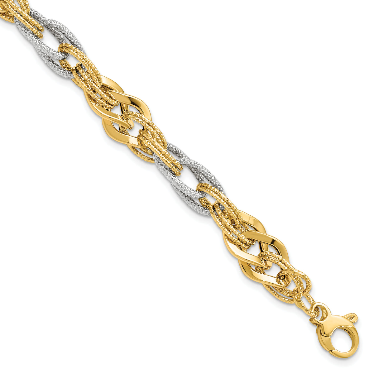 14K Yellow and White Gold Polished D/C Bracelet