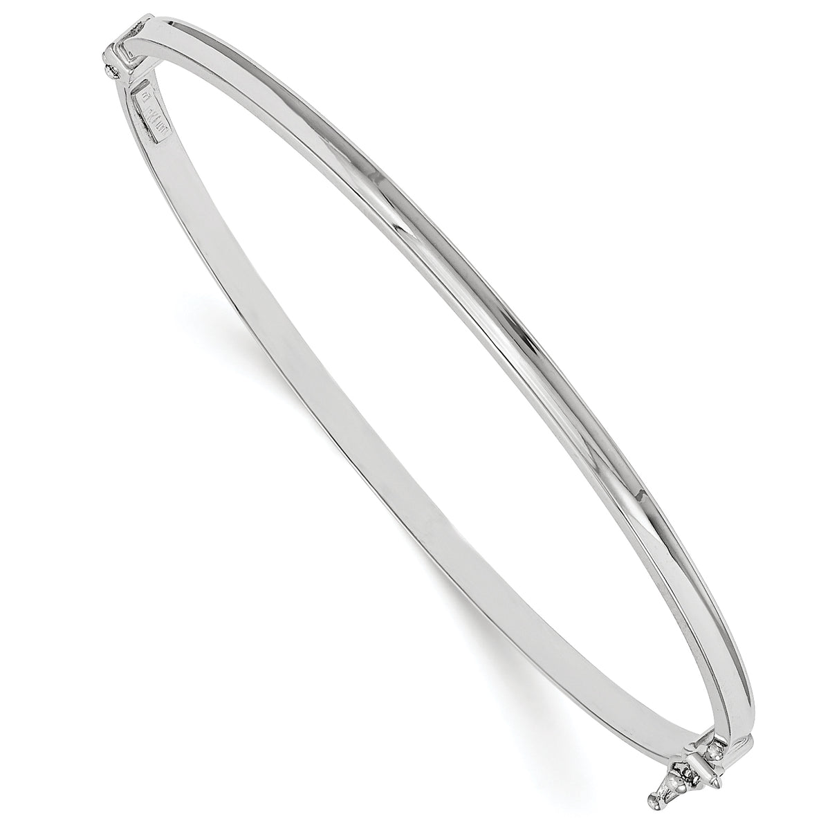 14K White Gold Polished Hinged Bangle