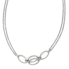 14K White Gold Double Strand Necklace with Rhodium Polished Finish