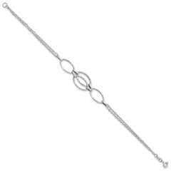 14K White Gold Polished Double Strand Link Bracelet