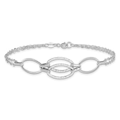 14K White Gold Polished Double Strand Link Bracelet