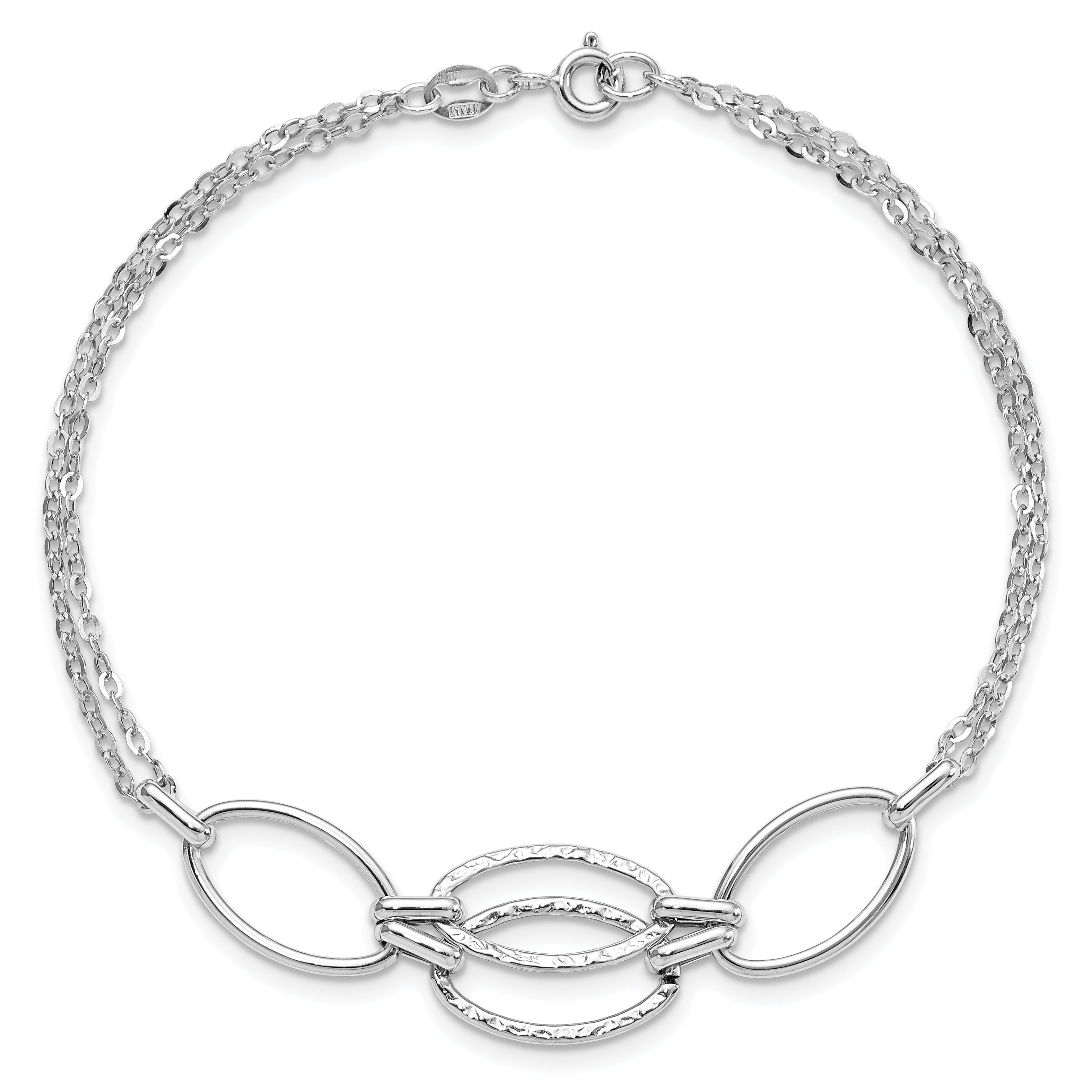 14K White Gold Polished Double Strand Link Bracelet