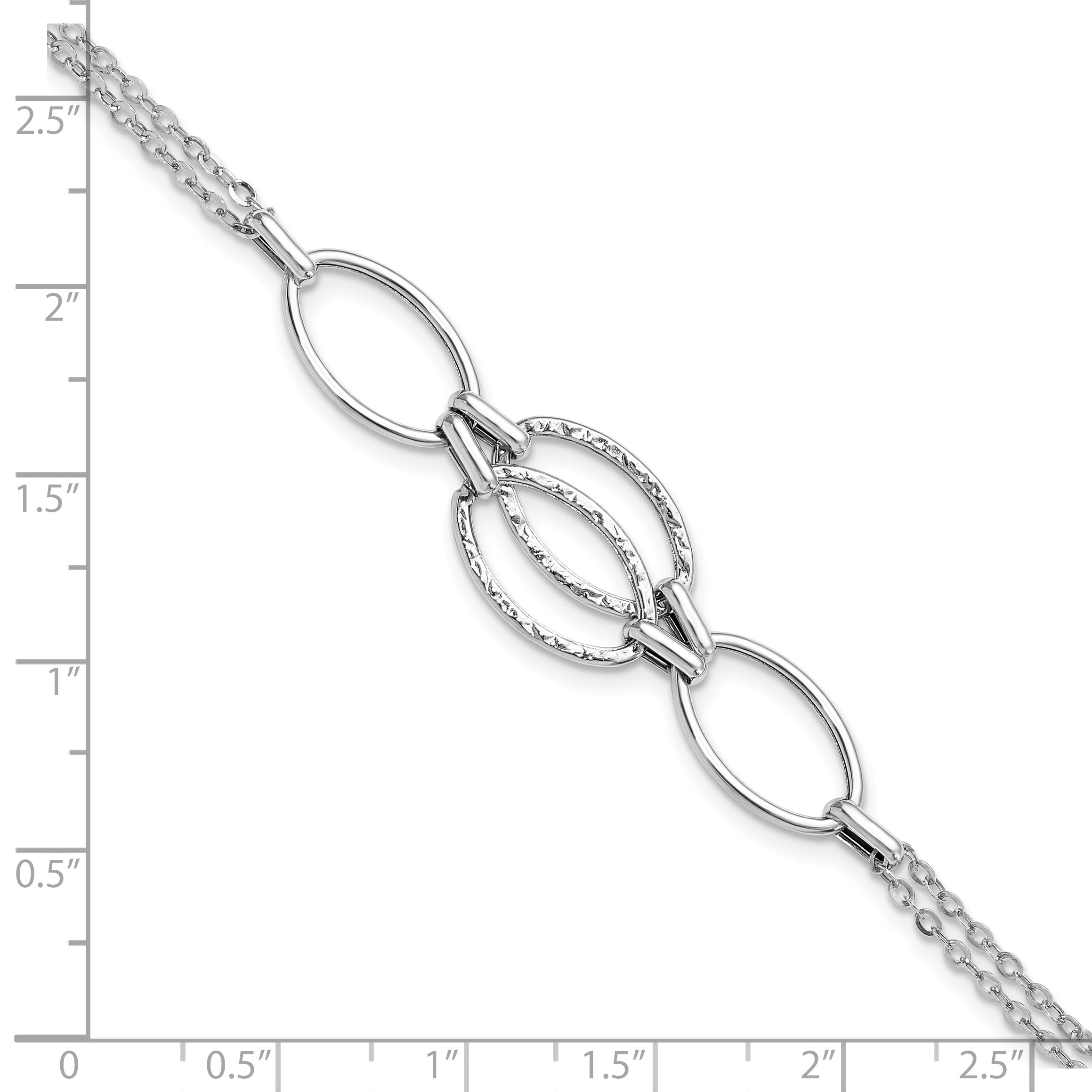 14K White Gold Polished Double Strand Link Bracelet