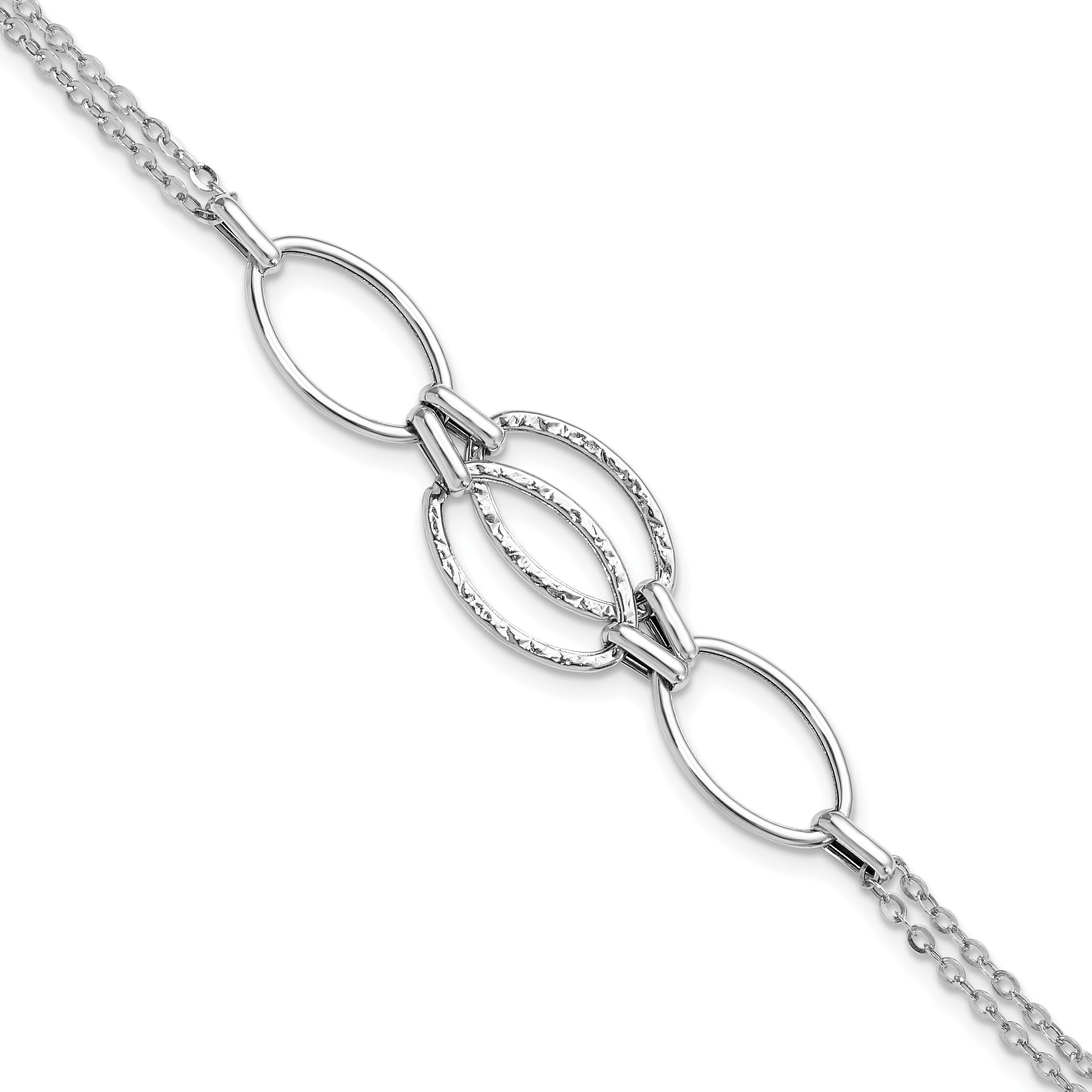 14K White Gold Polished Double Strand Link Bracelet