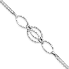 14K White Gold Polished Double Strand Link Bracelet