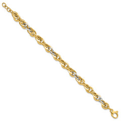 14K Two-tone Polished D/C Fancy Link Bracelet