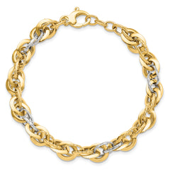 14K Two-tone Polished D/C Fancy Link Bracelet