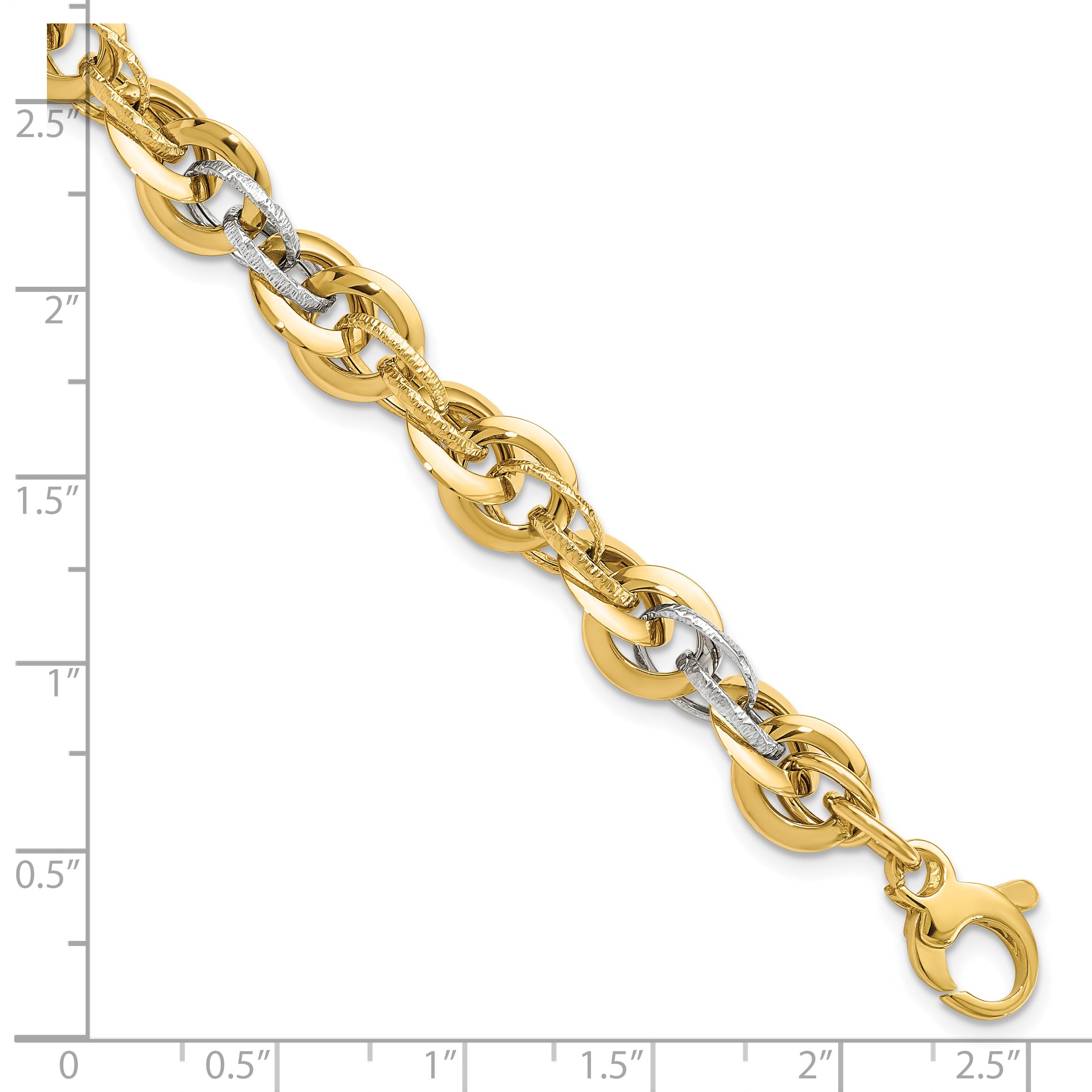 14K Two-tone Polished D/C Fancy Link Bracelet