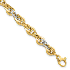 14K Two-tone Polished D/C Fancy Link Bracelet