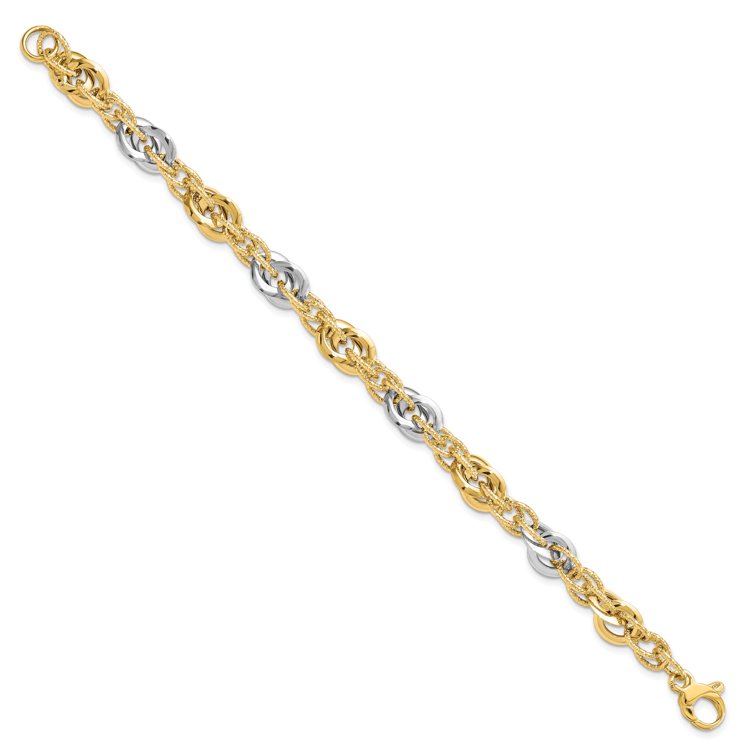 14K Two-tone Polished D/C Fancy Link Bracelet