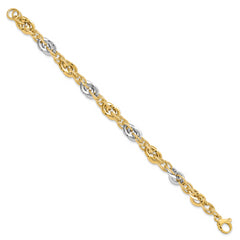 14K Two-tone Polished D/C Fancy Link Bracelet