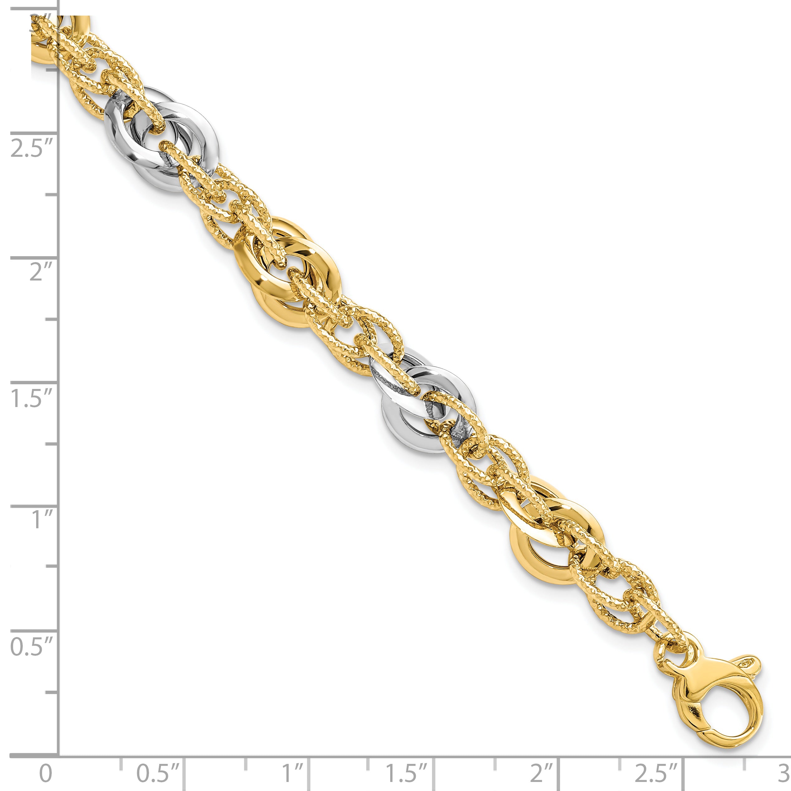 14K Two-tone Polished D/C Fancy Link Bracelet