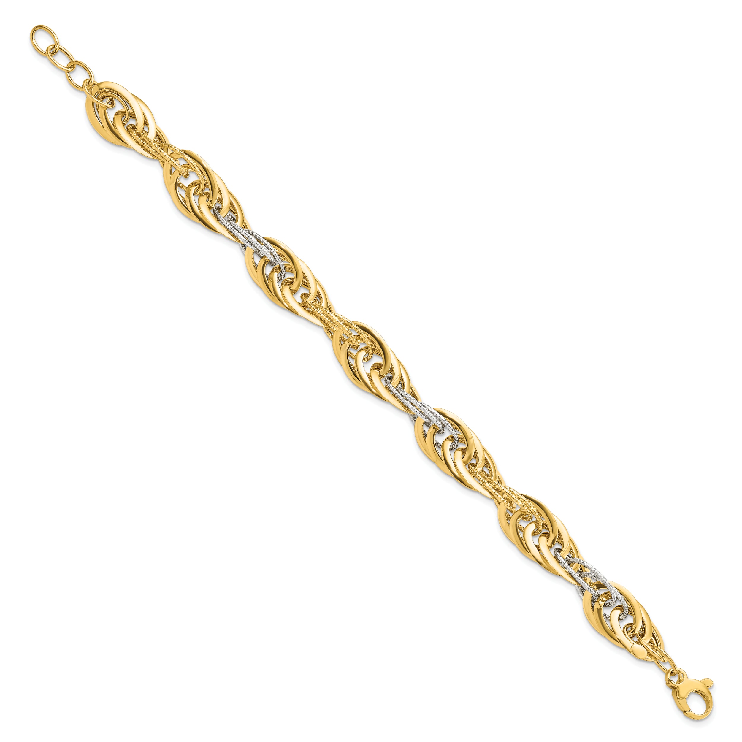 14K Two-tone Polished D/C Fancy Link Bracelet