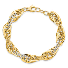 14K Two-tone Polished D/C Fancy Link Bracelet