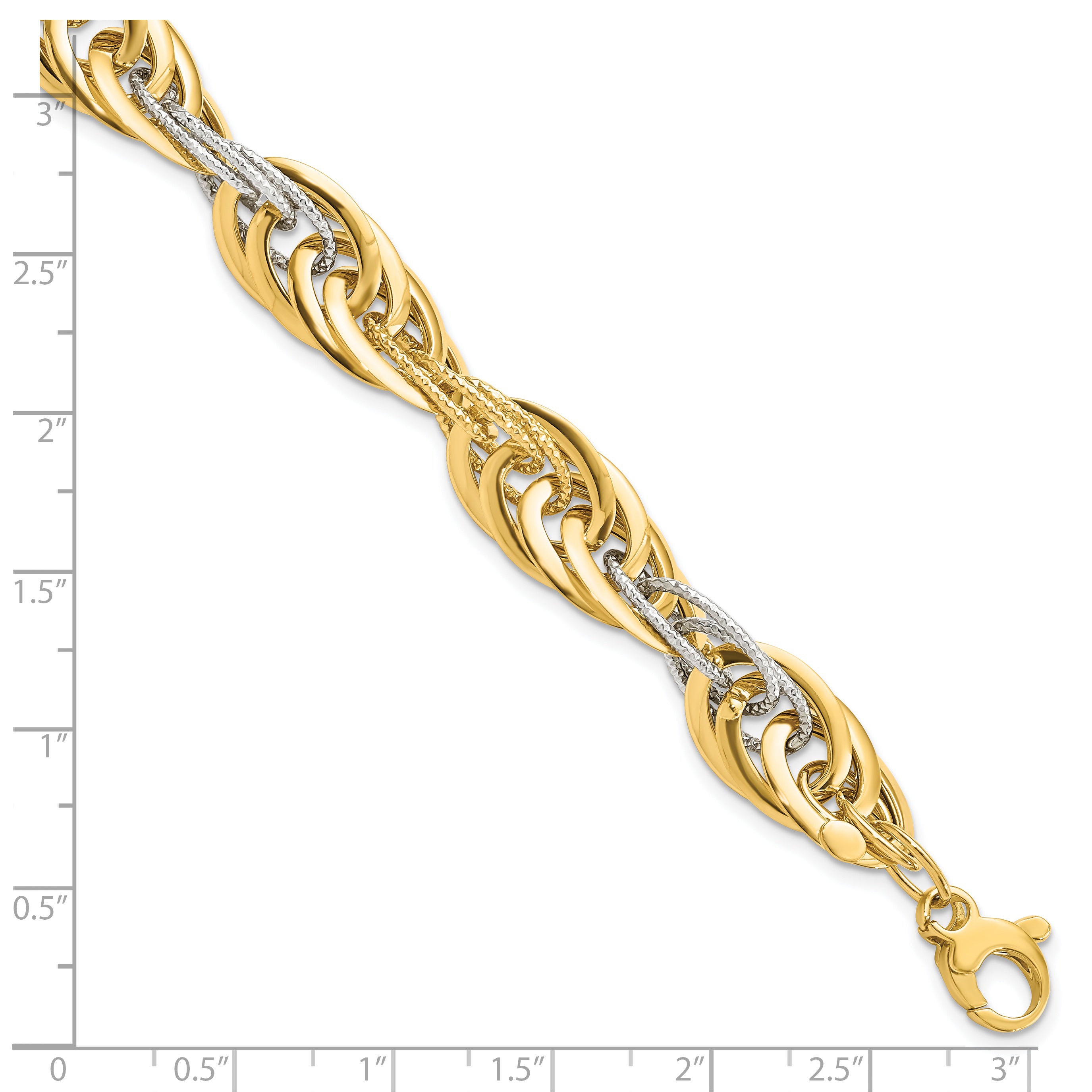 14K Two-tone Polished D/C Fancy Link Bracelet