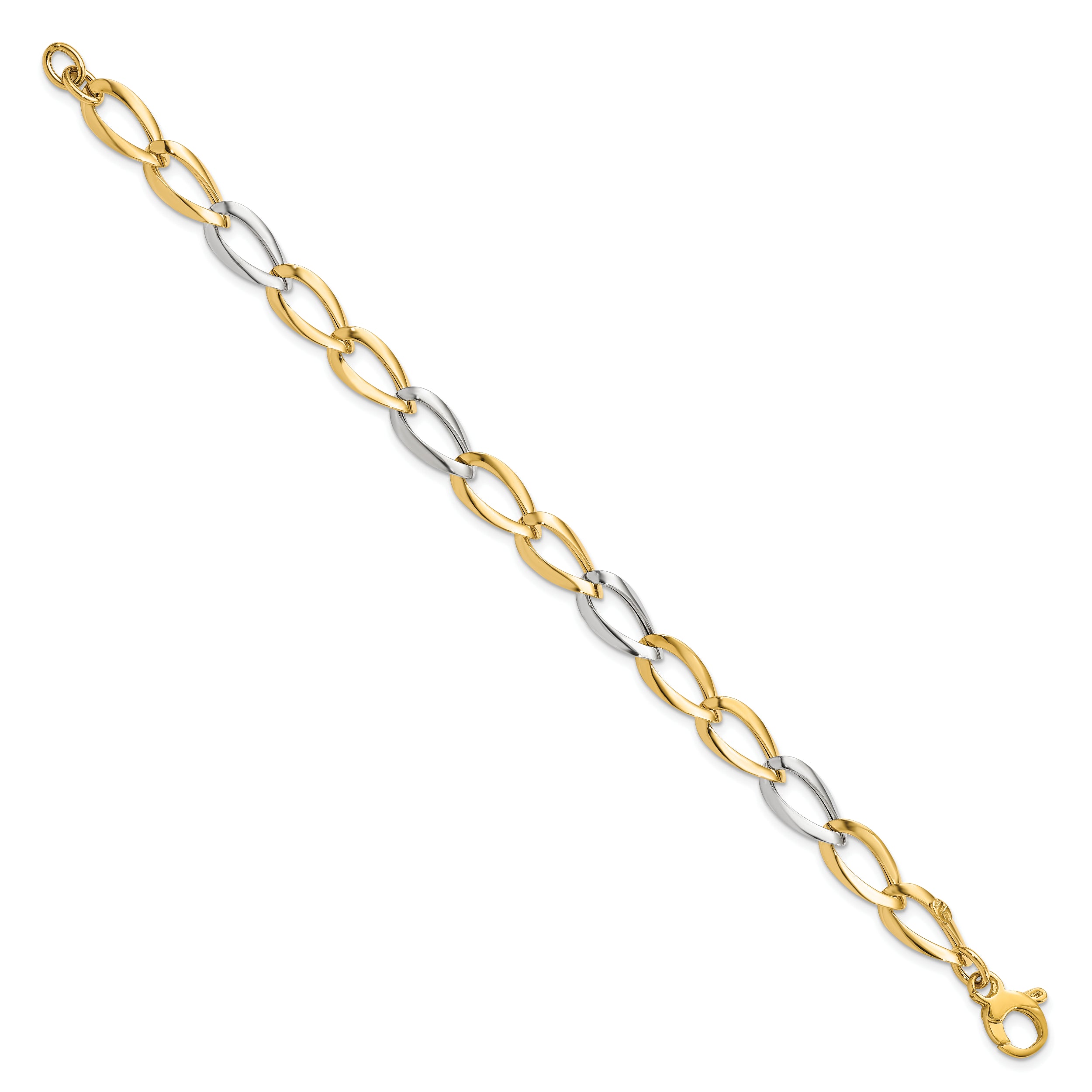 14K Two-tone Polished Fancy Link Bracelet