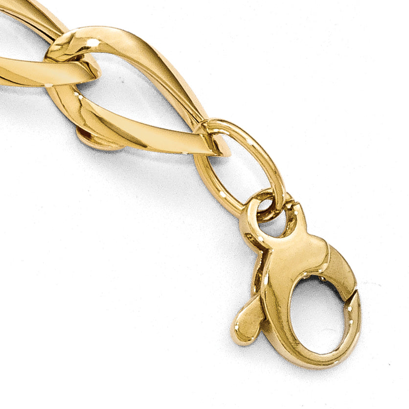 14K Two-tone Polished Fancy Link Bracelet