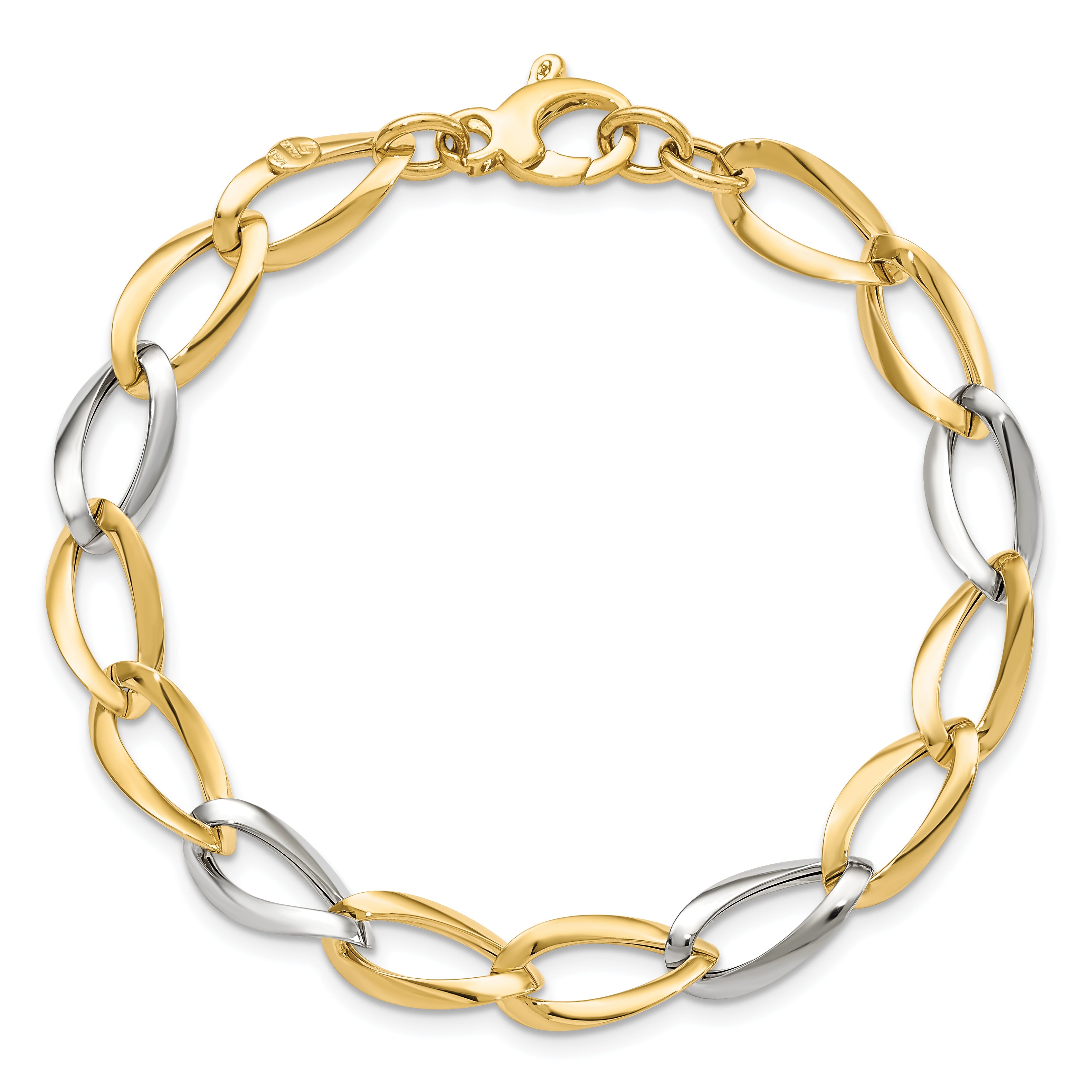 14K Two-tone Polished Fancy Link Bracelet