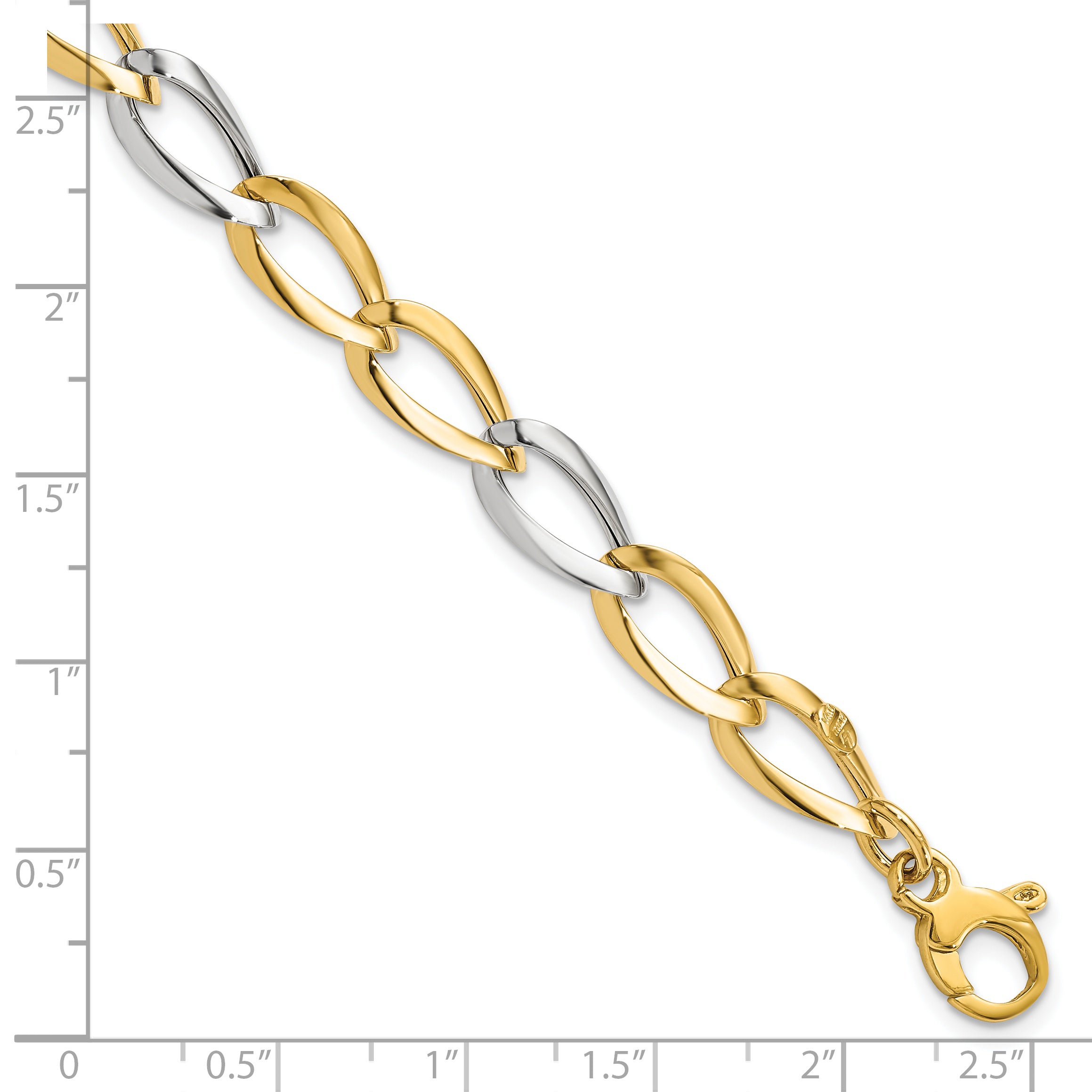 14K Two-tone Polished Fancy Link Bracelet