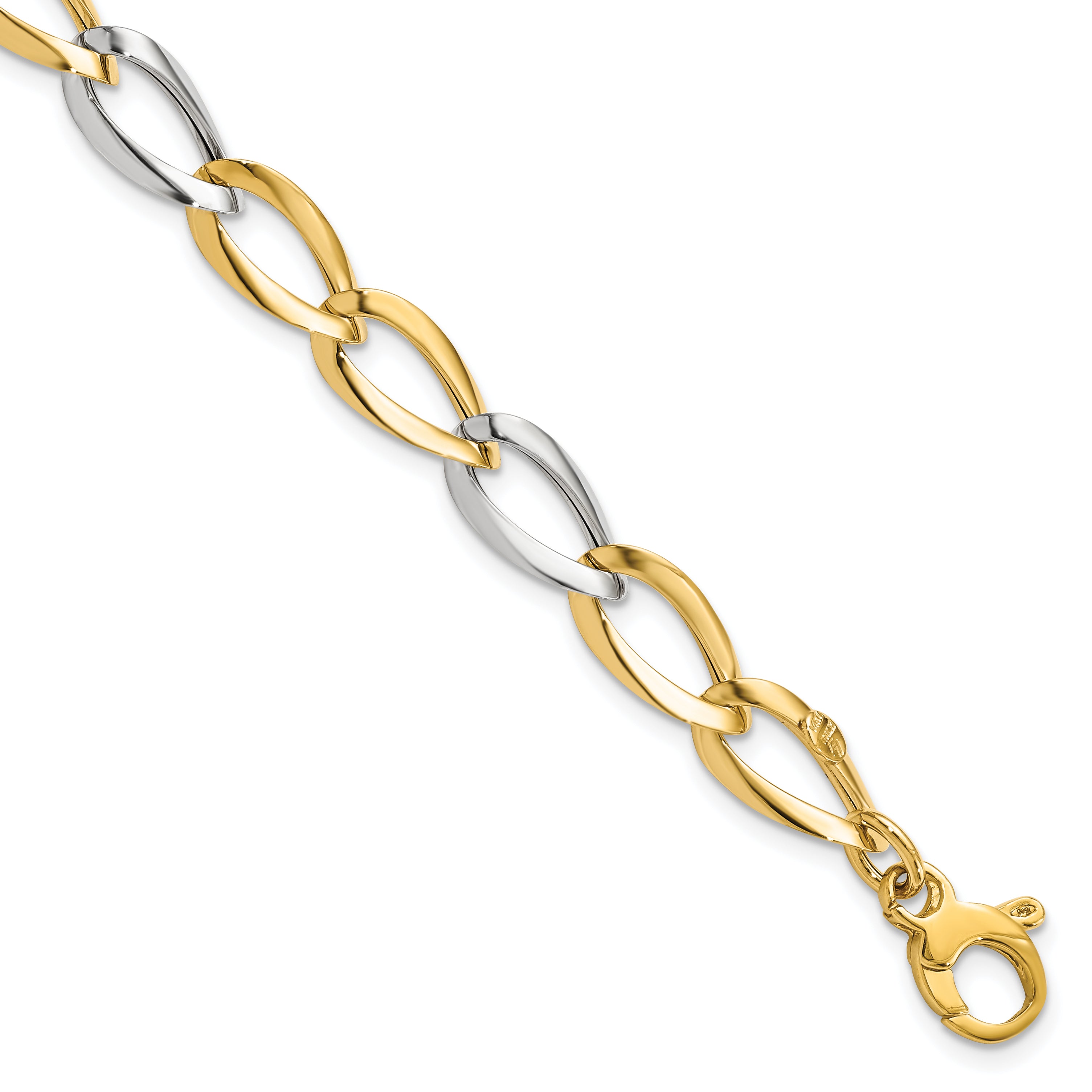 14K Two-tone Polished Fancy Link Bracelet