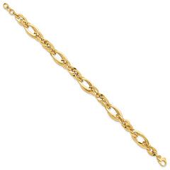 14K Polished Fancy Link .75in ext. Bracelet