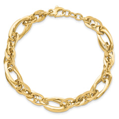 14K Polished Fancy Link .75in ext. Bracelet