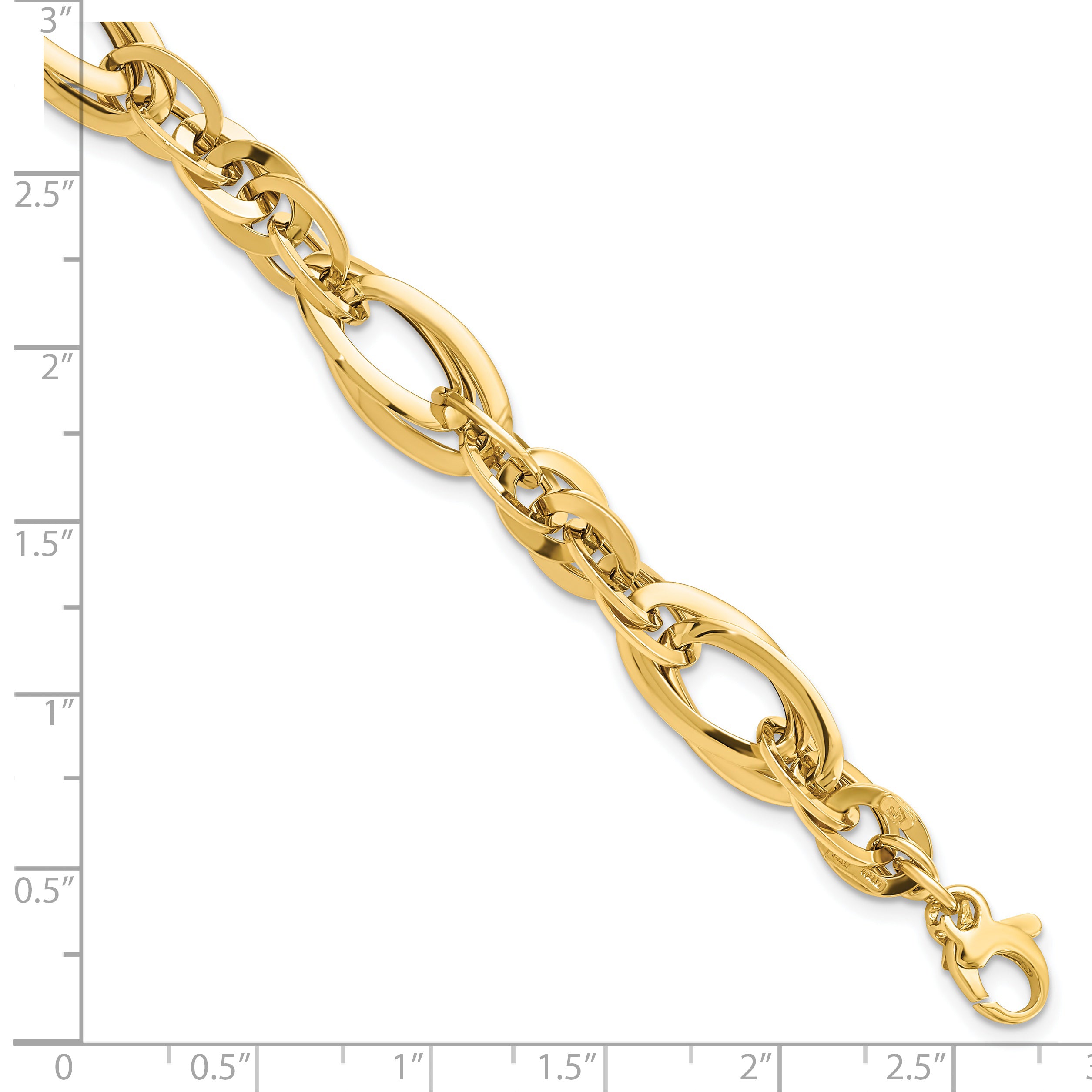 14K Polished Fancy Link .75in ext. Bracelet