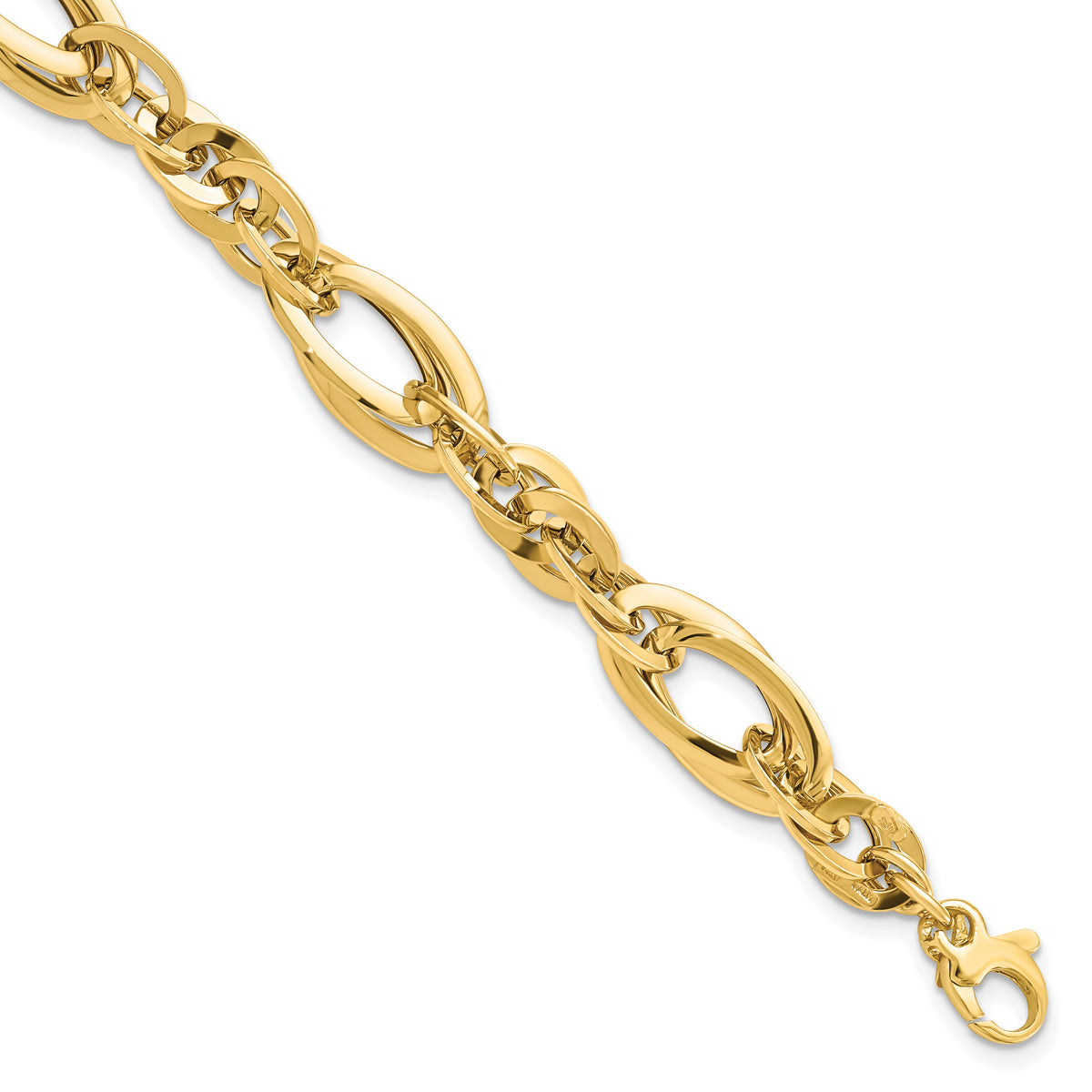 14K Polished Fancy Link .75in ext. Bracelet