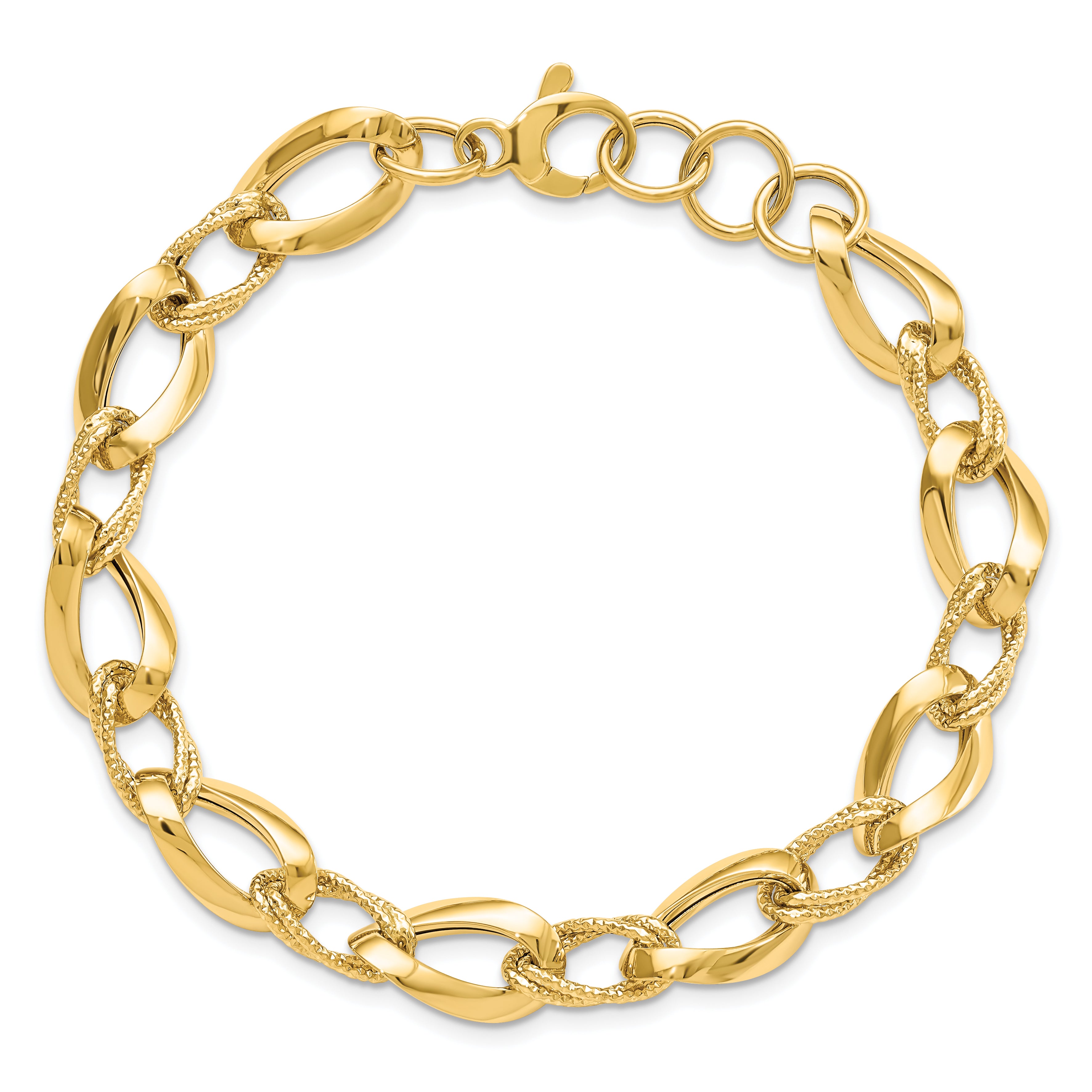 14K Polished D/C Fancy Link Bracelet