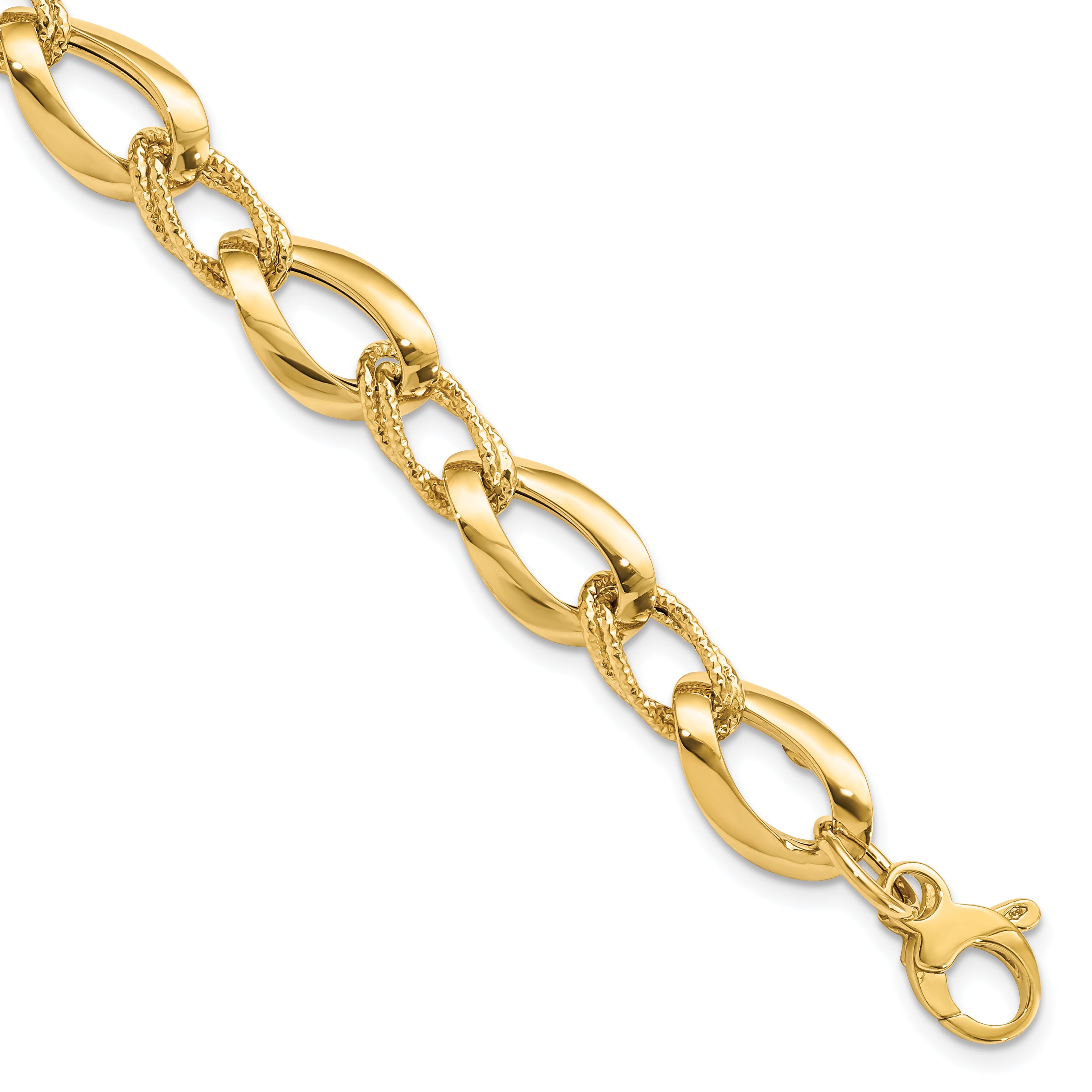 14K Polished D/C Fancy Link Bracelet