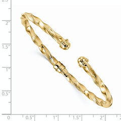 14K Polished Textured Hinge Cuff Bangle