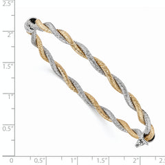 14K Two-tone Textured Hinged Bangle