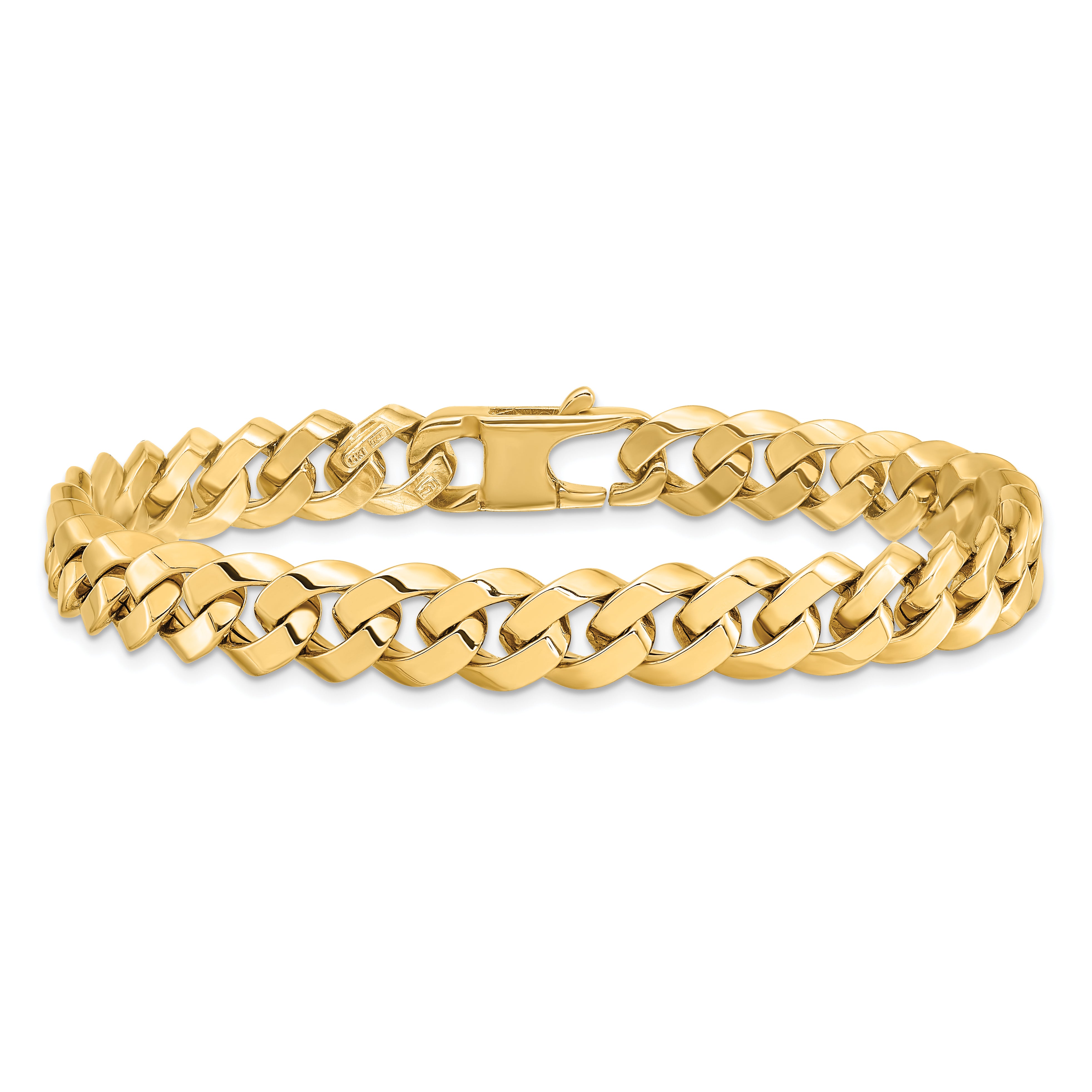 14K 8.5mm Beveled Curb Bracelet