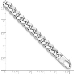 14K White Gold 8.5mm Beveled Curb Bracelet