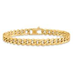 14K 7.0mm Beveled Curb Bracelet