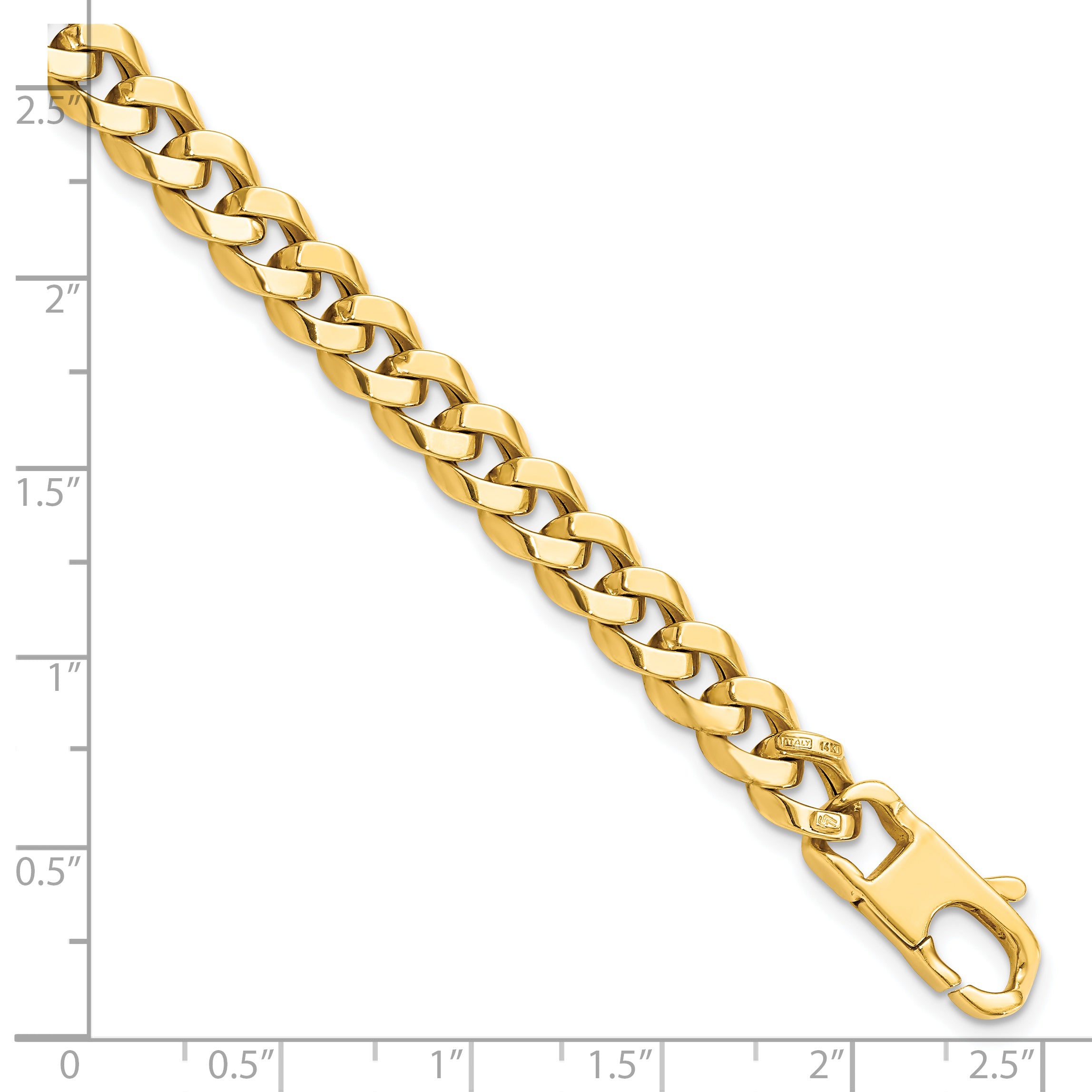 14K 7.0mm Beveled Curb Bracelet