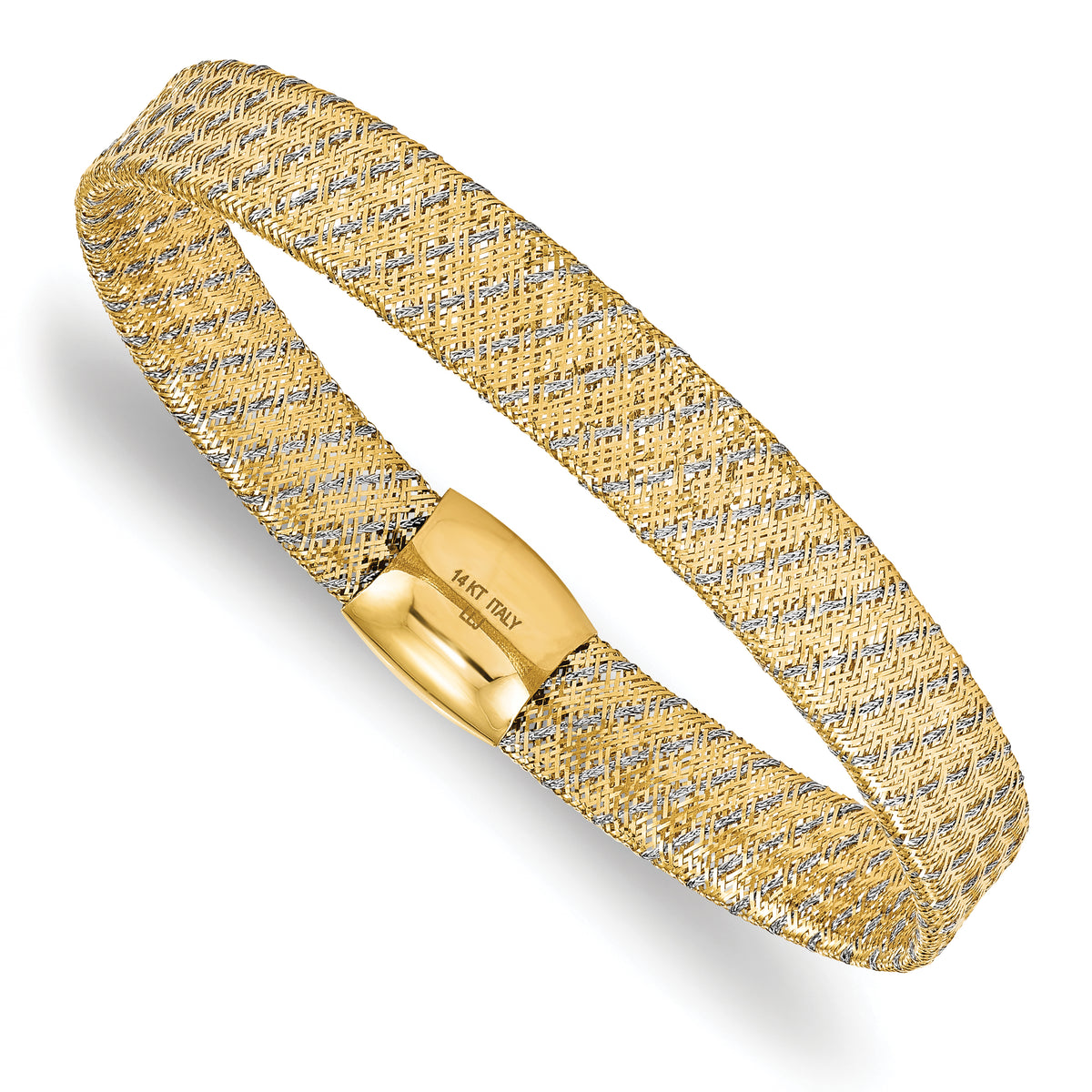 14K Two-tone Fancy Stretch Bangle Bracelet