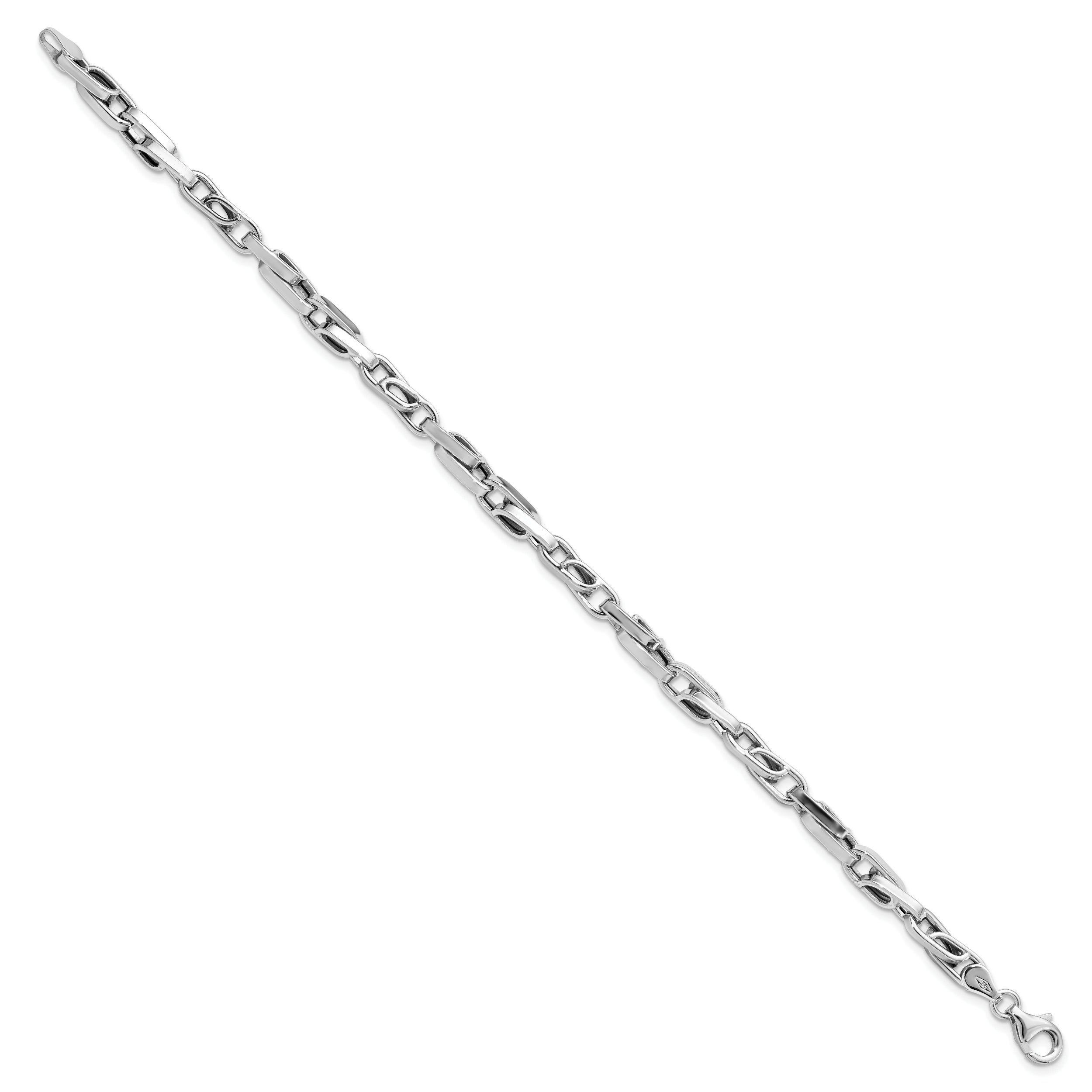 14K White Gold Polished Fancy Link Bracelet