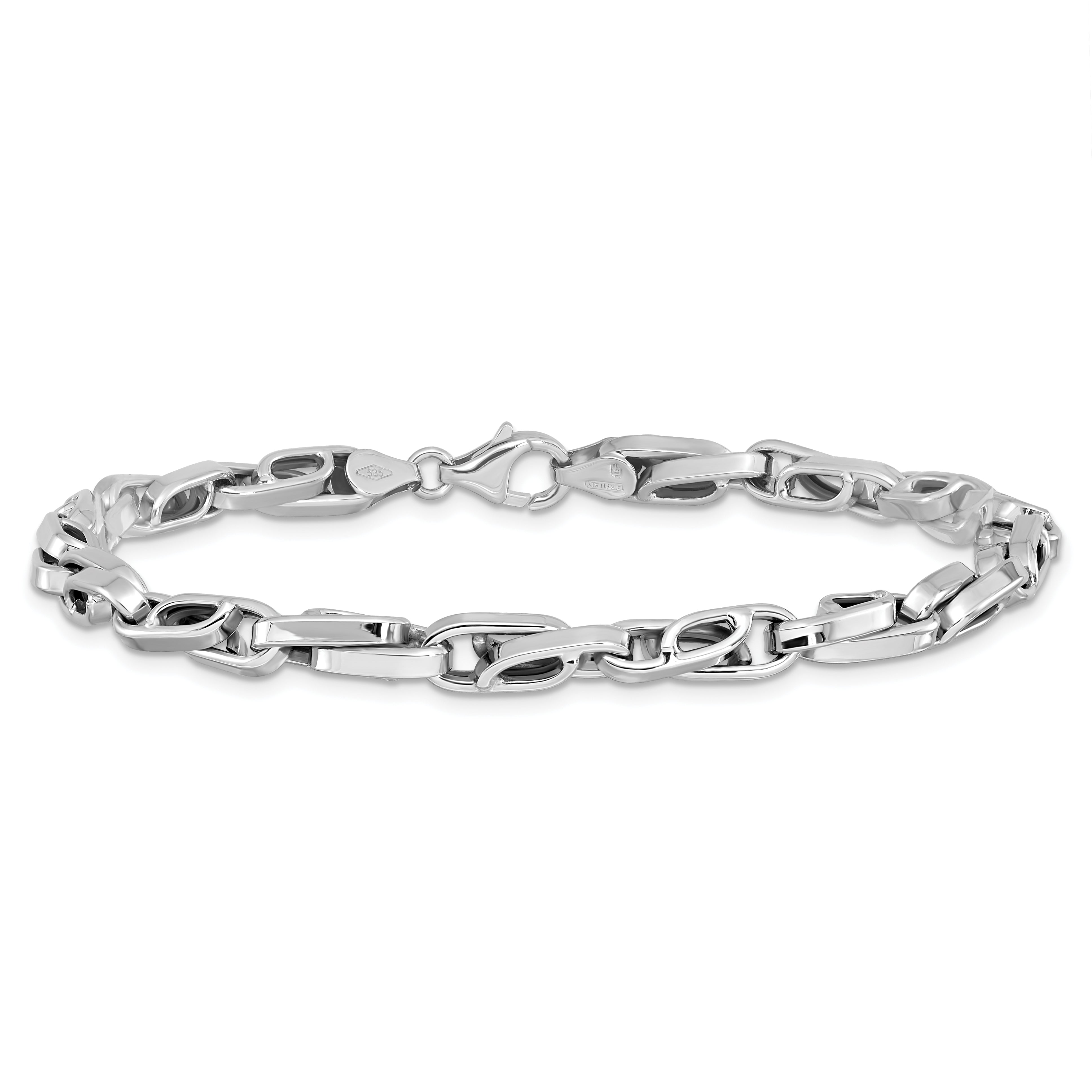 14K White Gold Polished Fancy Link Bracelet