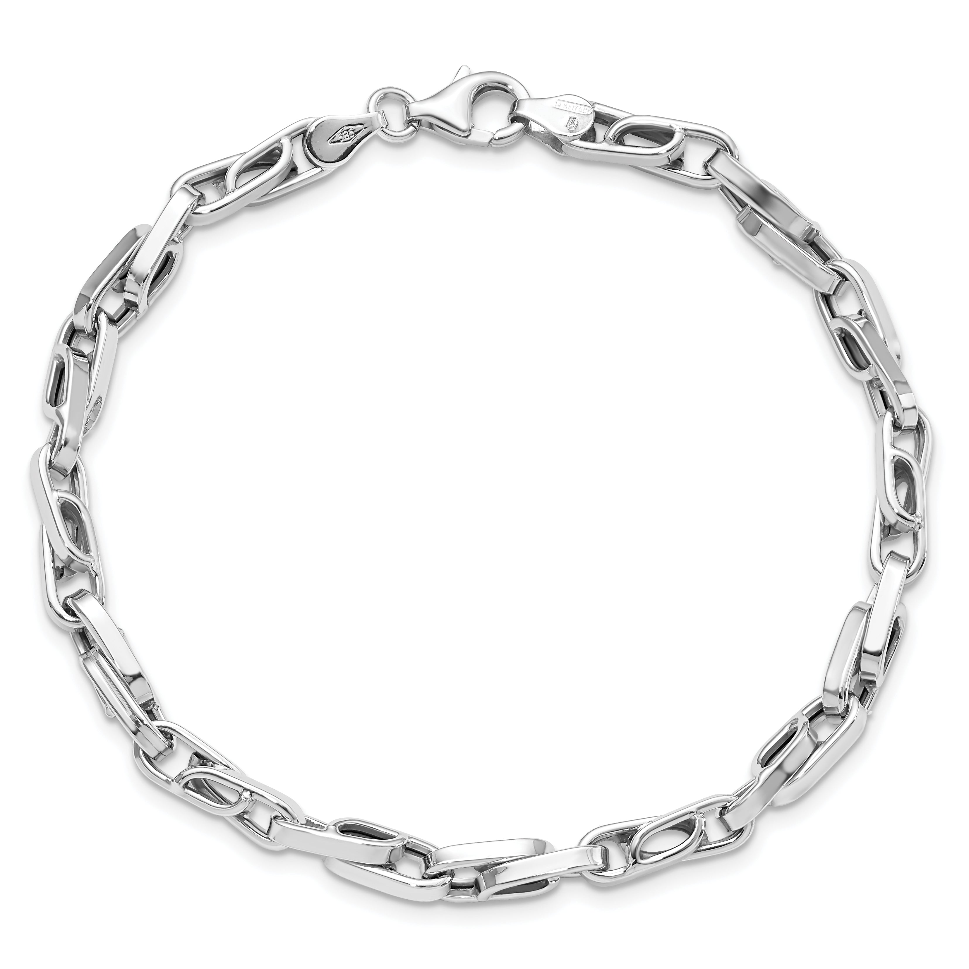 14K White Gold Polished Fancy Link Bracelet