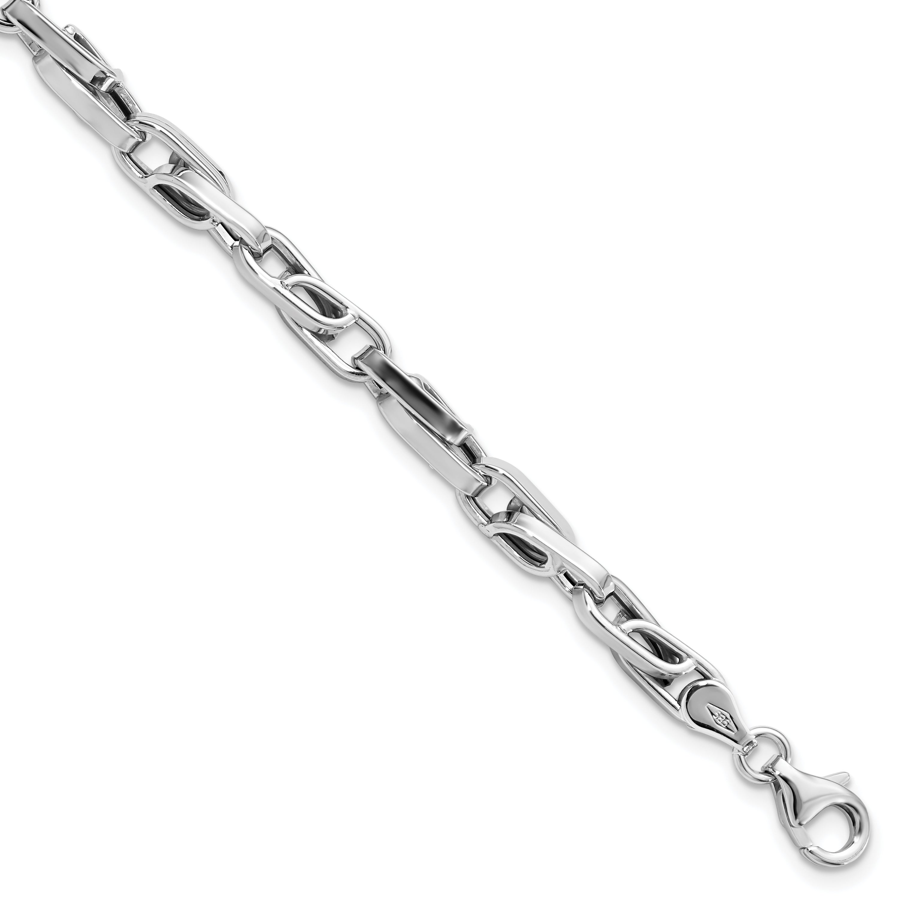 14K White Gold Polished Fancy Link Bracelet