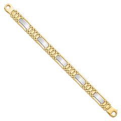 14K Two-tone Polished and Satin Men's Bracelet