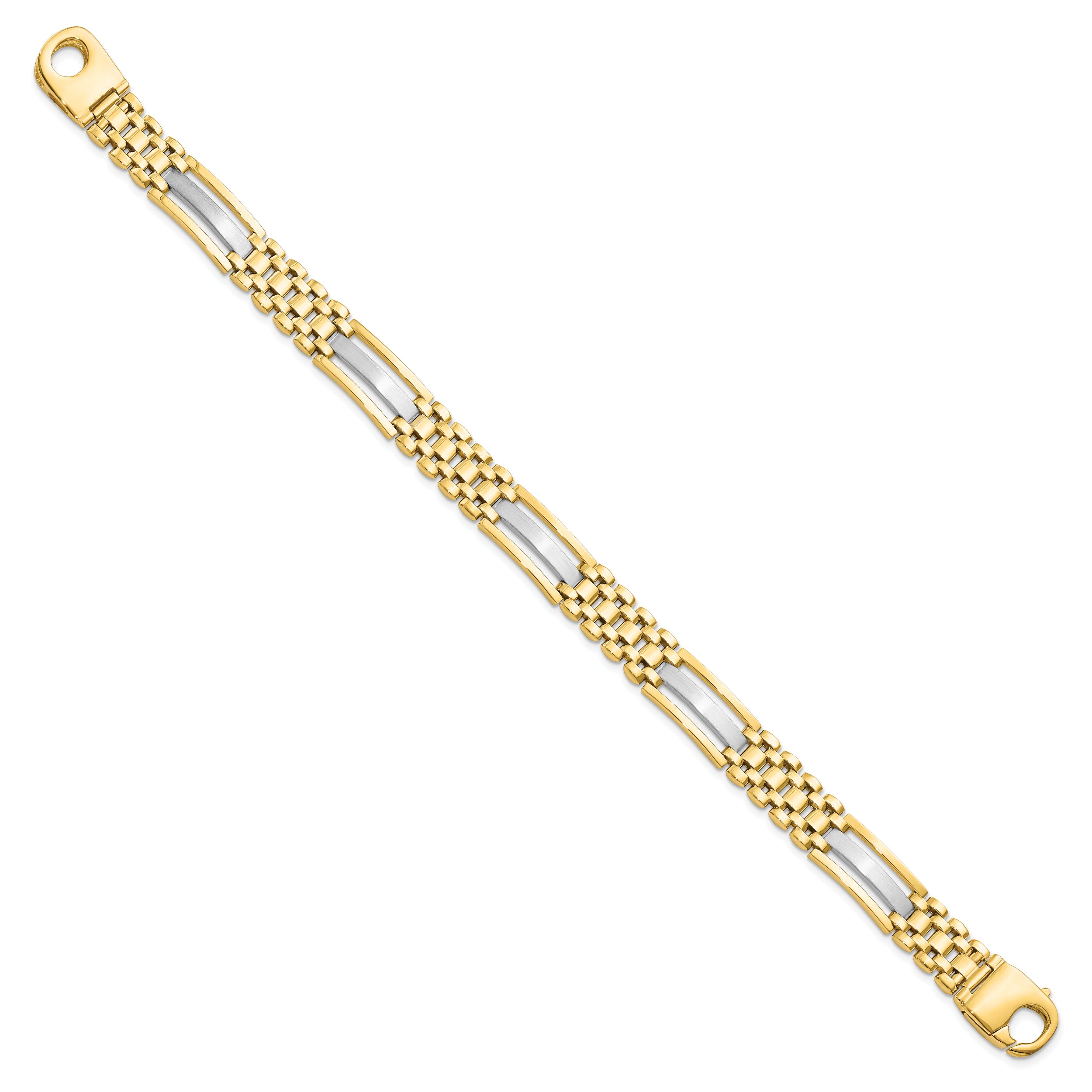 14K Two-tone Polished and Satin Men's Bracelet