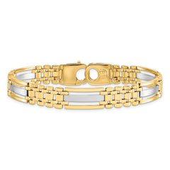 14K Two-tone Polished and Satin Men's Bracelet