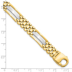 14K Two-tone Polished and Satin Men's Bracelet