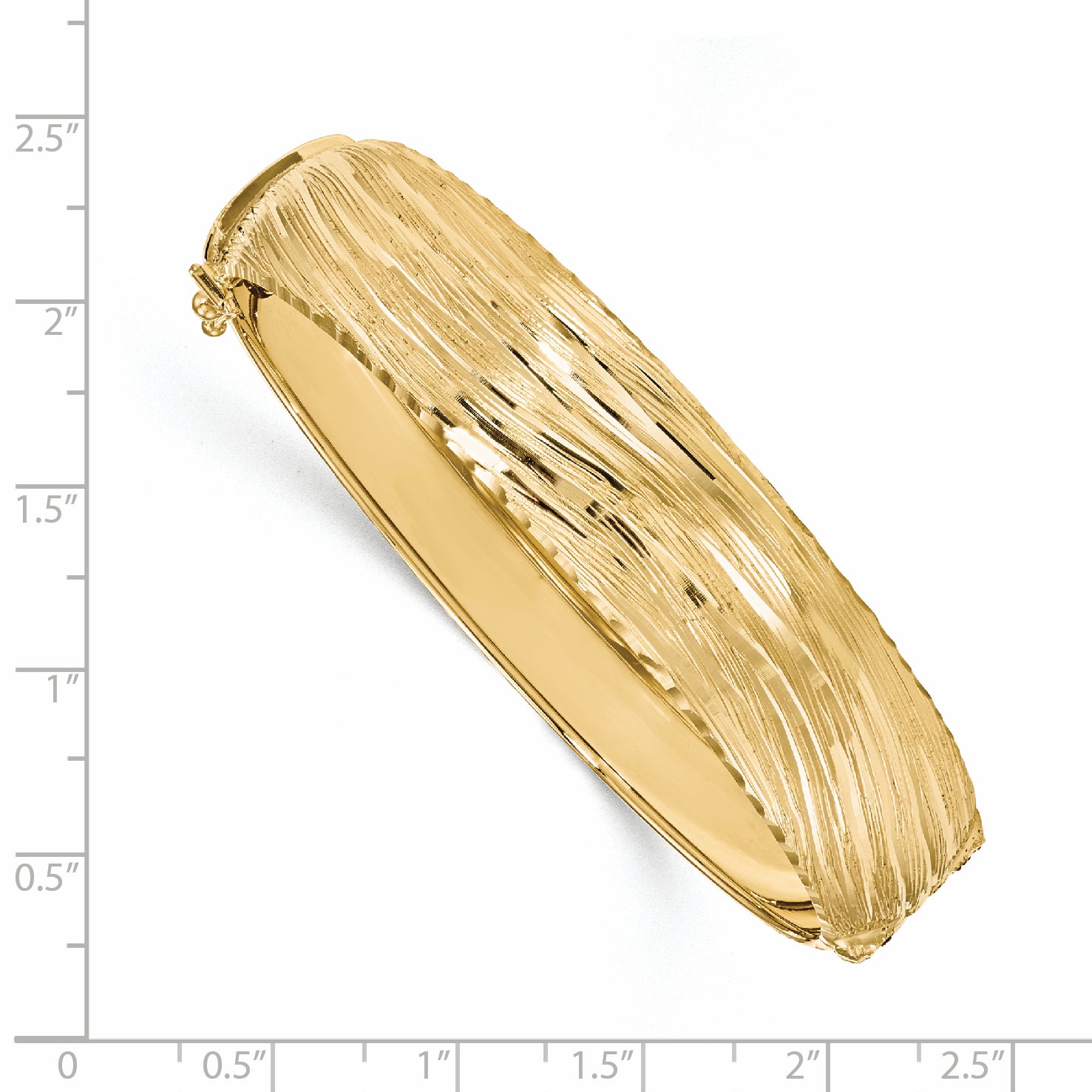 14K Polished and Textured Hinged Bangle