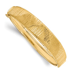 14K Polished and Textured Hinged Bangle