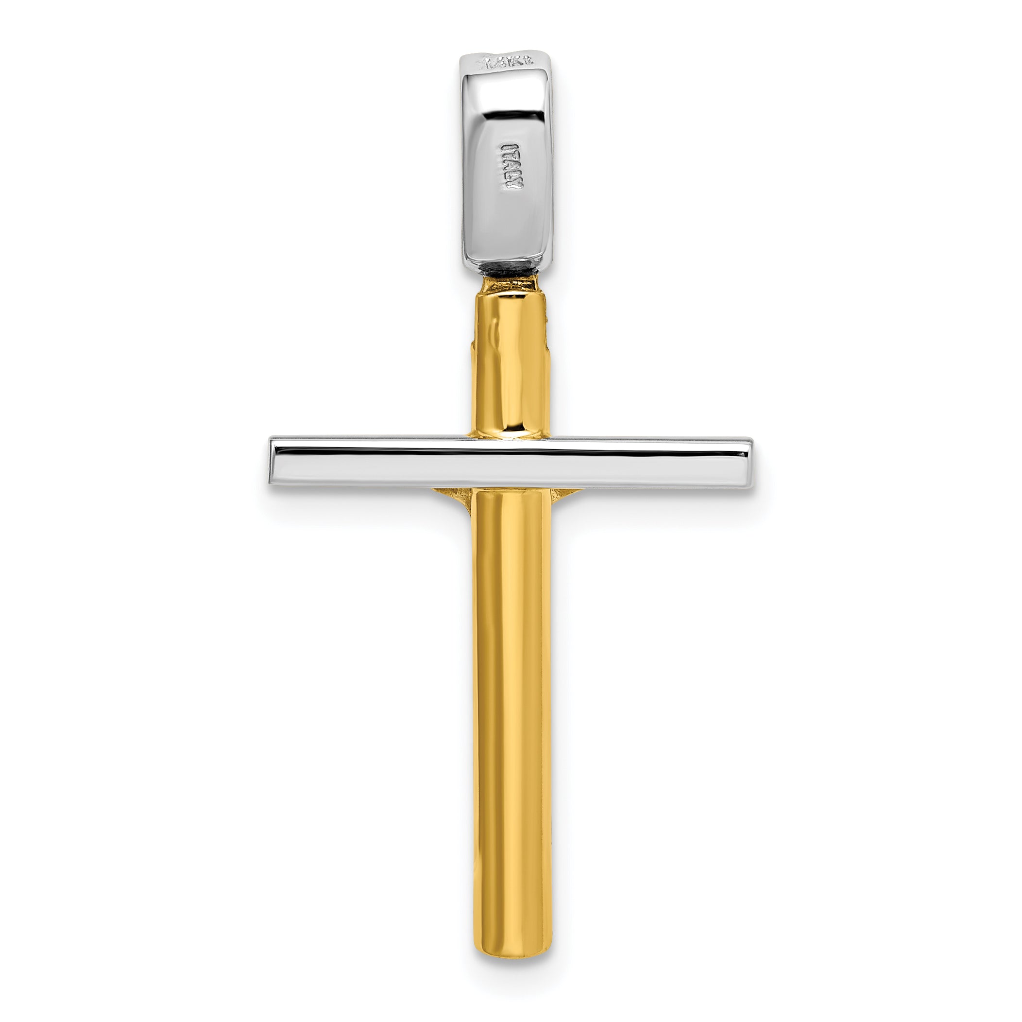 14K Two-tone Polished Crucifix Pendant