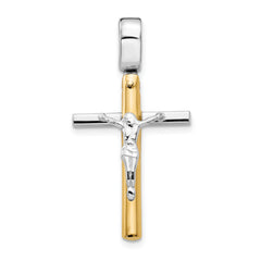 14K Two-tone Polished Crucifix Pendant