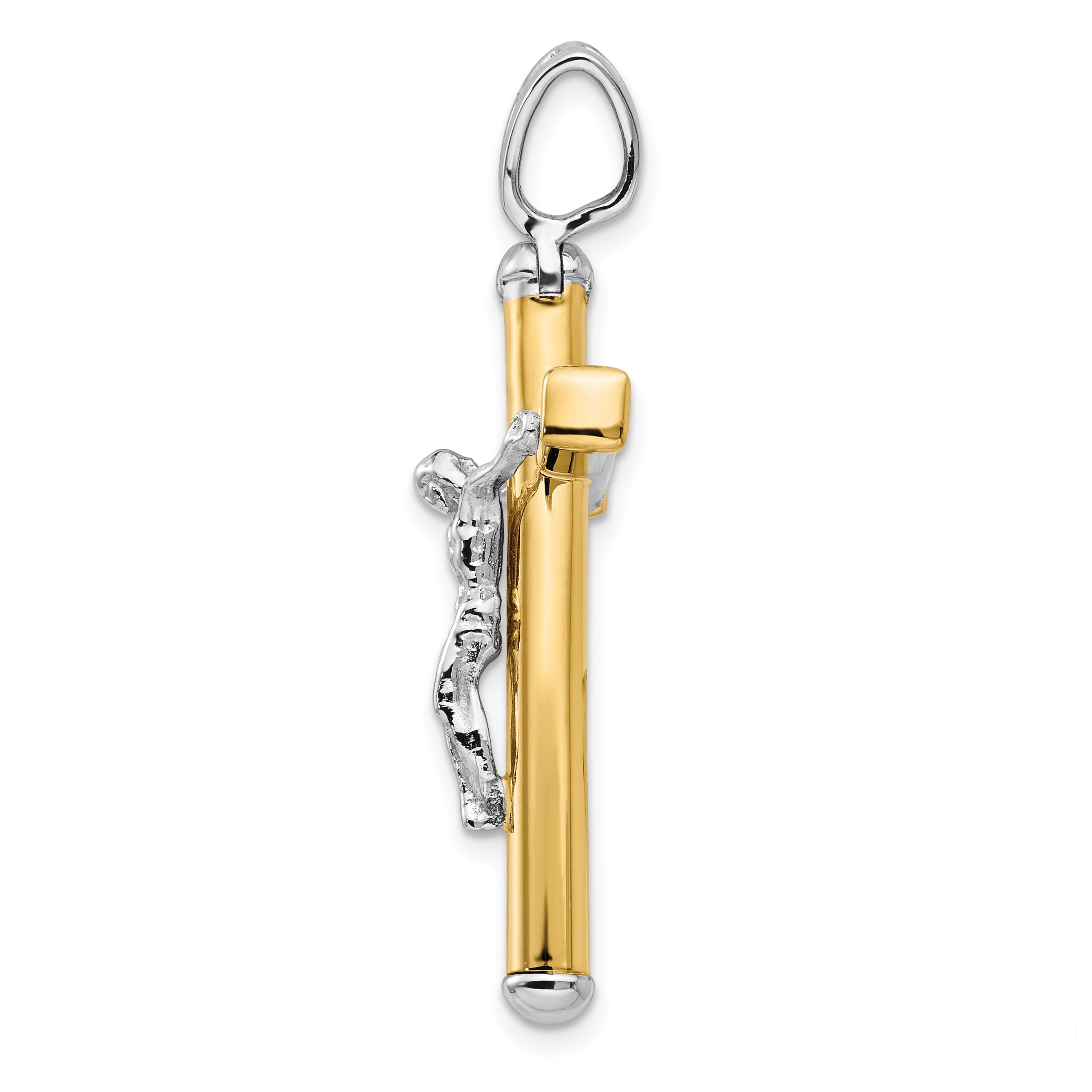 14K Two-tone Polished Crucifix Pendant